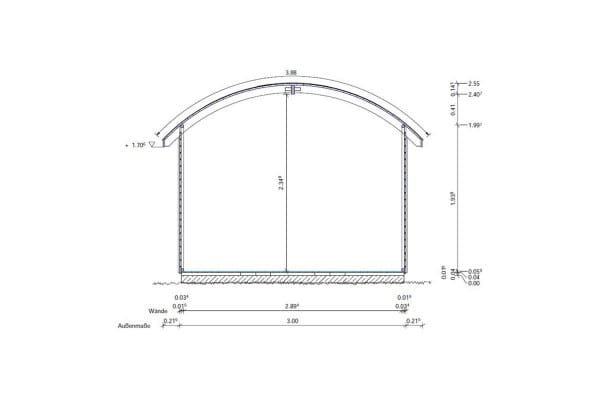 Gartenhaus Rerik 300 x 304 cm Querschnitt