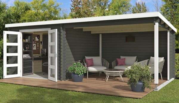 Lasita Maja Gartenhaus Novia Plus grüngrau