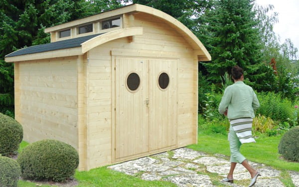 Blockbohlenhaus Nautic 300 x 300 cm naturbelassenem mit 3 Oberlichtfenster