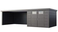 Metall Gartenhaus Classico 3030 mit Lounge XL granitgrau Links