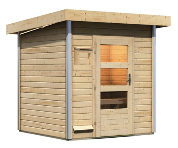 Karibu 38 mm Saunahaus Torge 196 x 196 cm naturbelassen