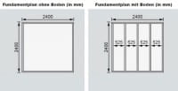 Karibu Flachdach Gartenhaus Qubic Fundamentplan
