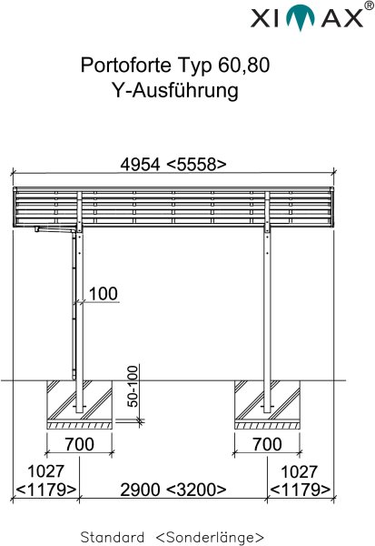 Ximax Carport Portoforte Typ 80 Y Grundriss