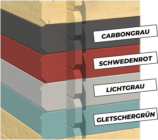 Osmo Gartenhaus Farbsystem - In den Farben Carbongrau, Lichtgrau, Gletschergrün & Schwedenrot