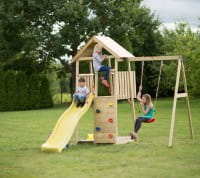 Wendi Toys Spielturm Biene Stelzenhaus Kletterturm inkl. Rutsche & Kletterwand