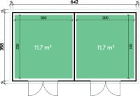 Metall Gartenhaus Duo 3336 Grundriss