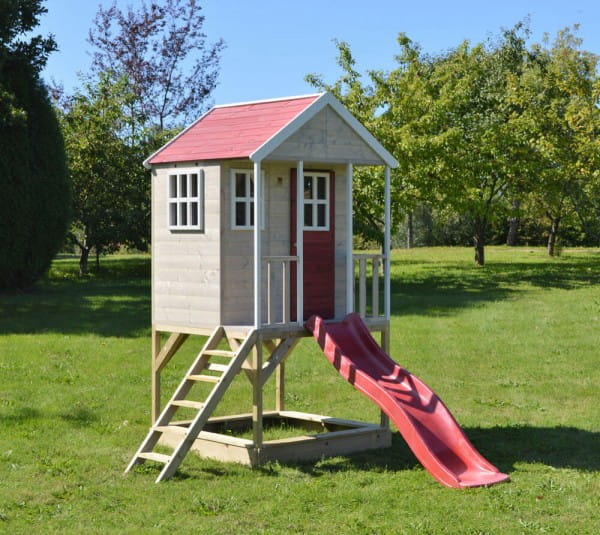 Wendi Toys Kinderspielhaus Frosch Spielturm inkl. Veranda & Rutsche