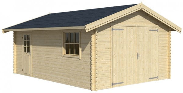 Satteldach Holzgarage Yarik 40 mm 380 x 540 cm Farbe: unbehandelt