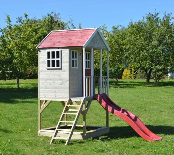 Wendi Toys Kinderspielhaus Frosch Spielturm inkl. Veranda & Rutsche