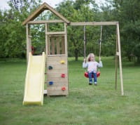 Wendi Toys Spielturm Pelikan Stelzenhaus Kletterturm inkl. Rutsche, Schaukel & Kletterwand