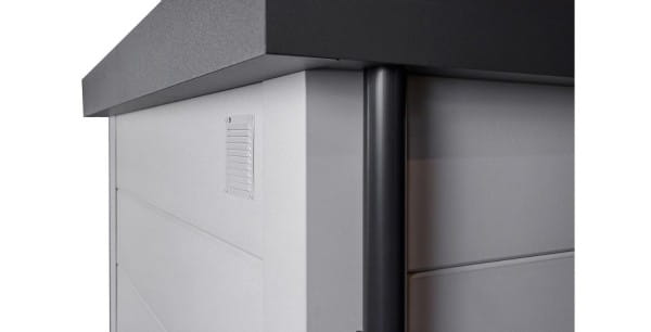 integrierte Dachrinne mit Fallrohr und 2 Lüftungsgitter