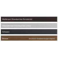 Farben: mattbraun, Edelstahl-Look, schwarz, bronze