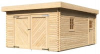 Karibu Flachdach Holzgarage 387 x 537 cm naturbelassen