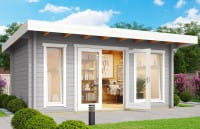 Lasita Maja Blockbohlenhaus Dorset 72 lichtgrau