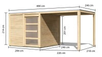 Karibu Flachdach Gartenhaus Qubic Masse