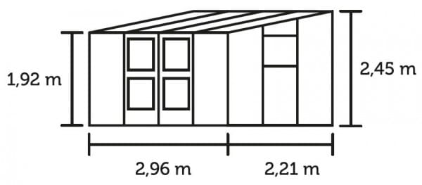 Juliana Anlehngewächshaus Veranda 6,6 m² Abmessungen