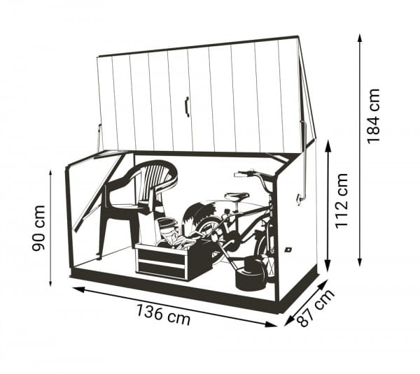 Trimetals Fahrradbox Gerätebox Stowaway Masse