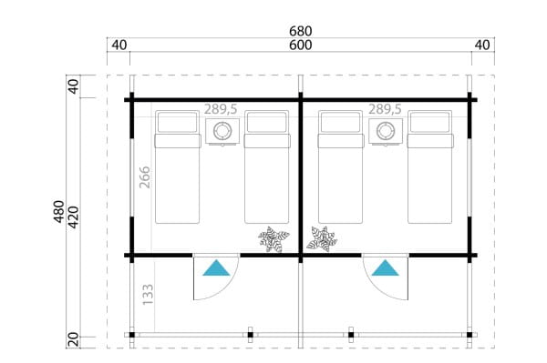 Gartenhaus Twin Cabin Grundriss