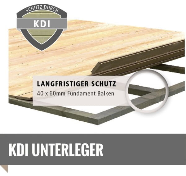 Hausboden: Massivholzboden mit Nut und Feder, Unterkonstruktion aus imprägnierten Bodenbalken