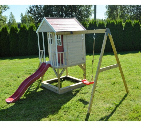 Wendi Toys Kinderspielhaus Alpaka Spielturm inkl. Veranda, Schaukel & Rutsche