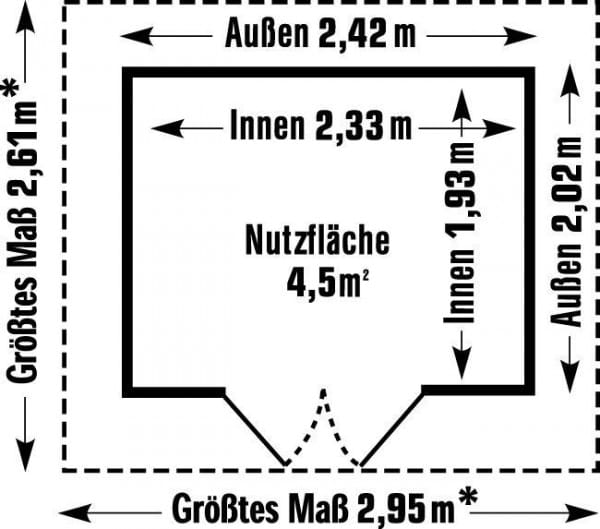 Grosfillex Kunststoff Gartenhaus Deco H 4,9 Grundriss