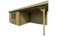 Woodpro Gartenhaus Jasmin 597 x 250 cm mit praktischer Überdachung