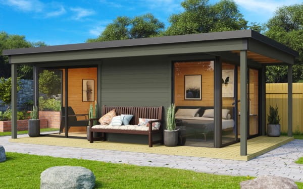 Lasita Maja Gartenhaus Domeo 3 Loggia Grüngrau