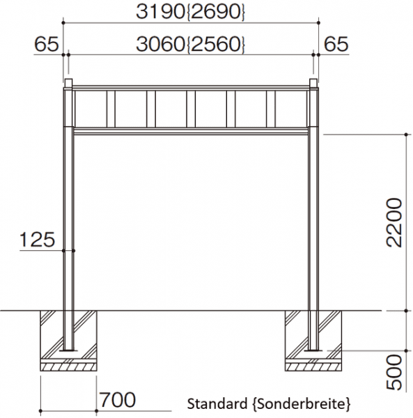 Ximax Carport My-Port 7 Typ 60 Frontansicht