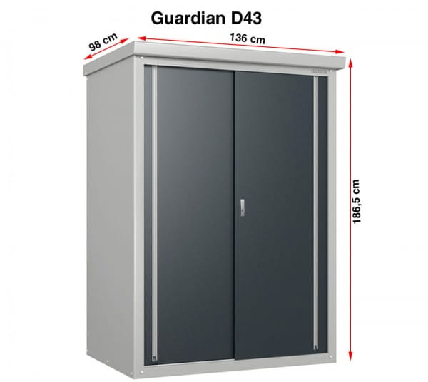 Trimetals Gartenschrank Geräteschrank Medium Guardian D43 Masse
