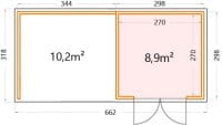Metallhaus Classico 3030 mit Lounge Large Links Masse