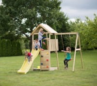 Wendi Toys Spielturm Biene Stelzenhaus Kletterturm inkl. Rutsche & Kletterwand