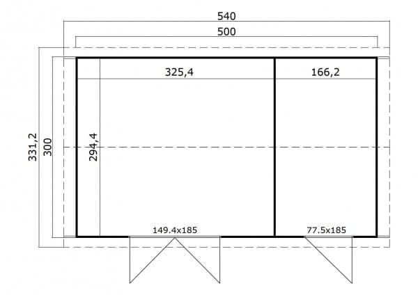 Lasita Maja Gartenhaus Tuvalu XL 300 x 500 cm Grundriss