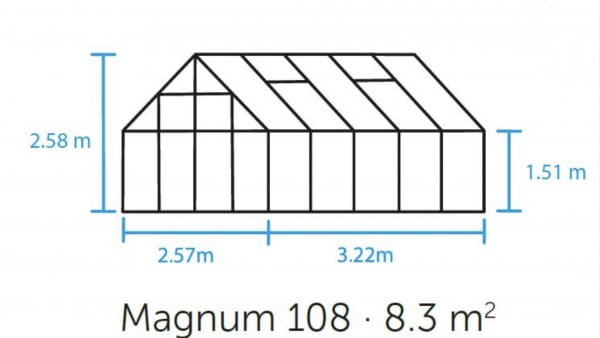 Magnum 108 Gewächshaus 322 x 257 cm Masse