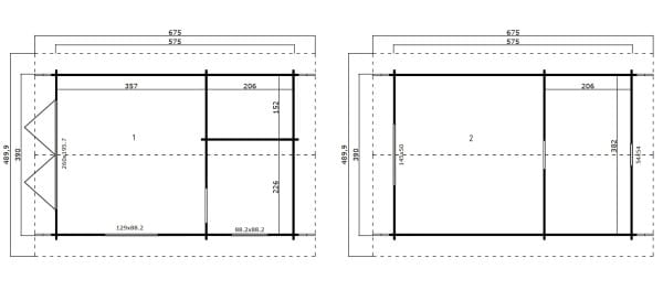 Lasita Maja Garten- und Freizeithaus Caroline 2.3 mit Schlafboden Grundriss