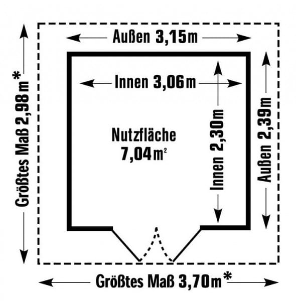 Grosfillex Kunststoff Gartenhaus Deco H 7,5 Grundriss