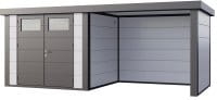 Telluria Metall-Gerätehaus Classico 2724 Weiß mit Lounge rechts