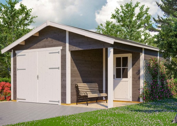 Skan Holz Holzgarage Varberg 2 schiefergrau