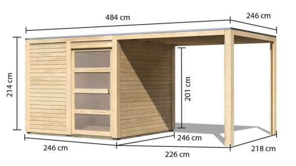 Karibu Flachdach Gartenhaus Qubic Masse