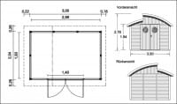 Gartenhaus Nautic 300 x 204 cm Masse