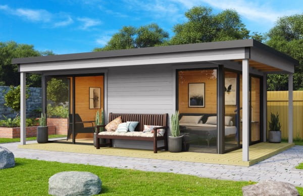 Lasita Maja Gartenhaus Domeo 3 Loggia Lichtgrau