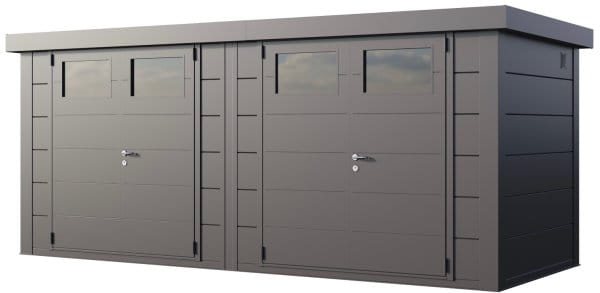 Metall Gartenhaus Duo 2721 von Telluria granitgrau