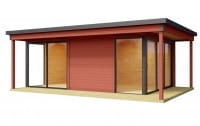 Lasita Maja Gartenhaus Domeo 3 Loggia Schwedenrot