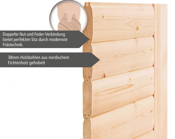38 mm Massivholzbohlen aus nordischer Fichte gehobelt