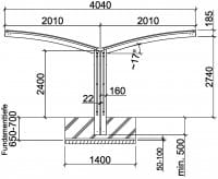 Ximax Carport Portoforte Typ 60 Mini Y-Ausführung Seitenansicht