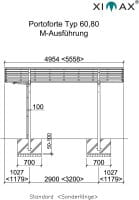 Ximax Carport Portoforte Typ 60 M-Ausführung Grundriss