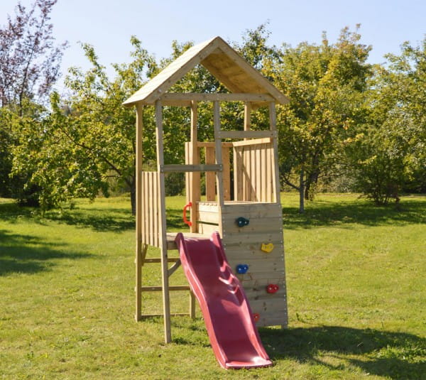 Wendi Toys Spielturm Hase Stelzenhaus Kletterturm inkl. Rutsche & Kletterwand