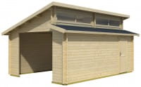 Stufendach Holzgarage Panama 380 x 536 cm naturbelassen offen
