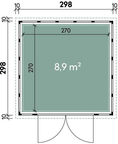 Telluria Metallgerätehaus Classico 3030 Grundriss