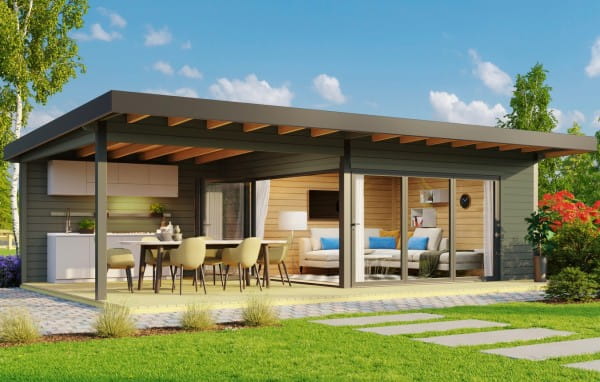Lasita Maja Gartenhaus Domeo 10 Grüngrau