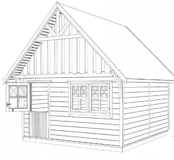 Schwedenhaus 4 mit Klöntür Sockelmaß: 390 x 390 cm